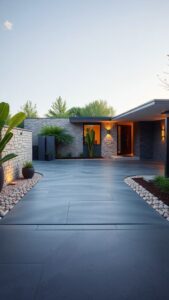 modern concrete driveawy